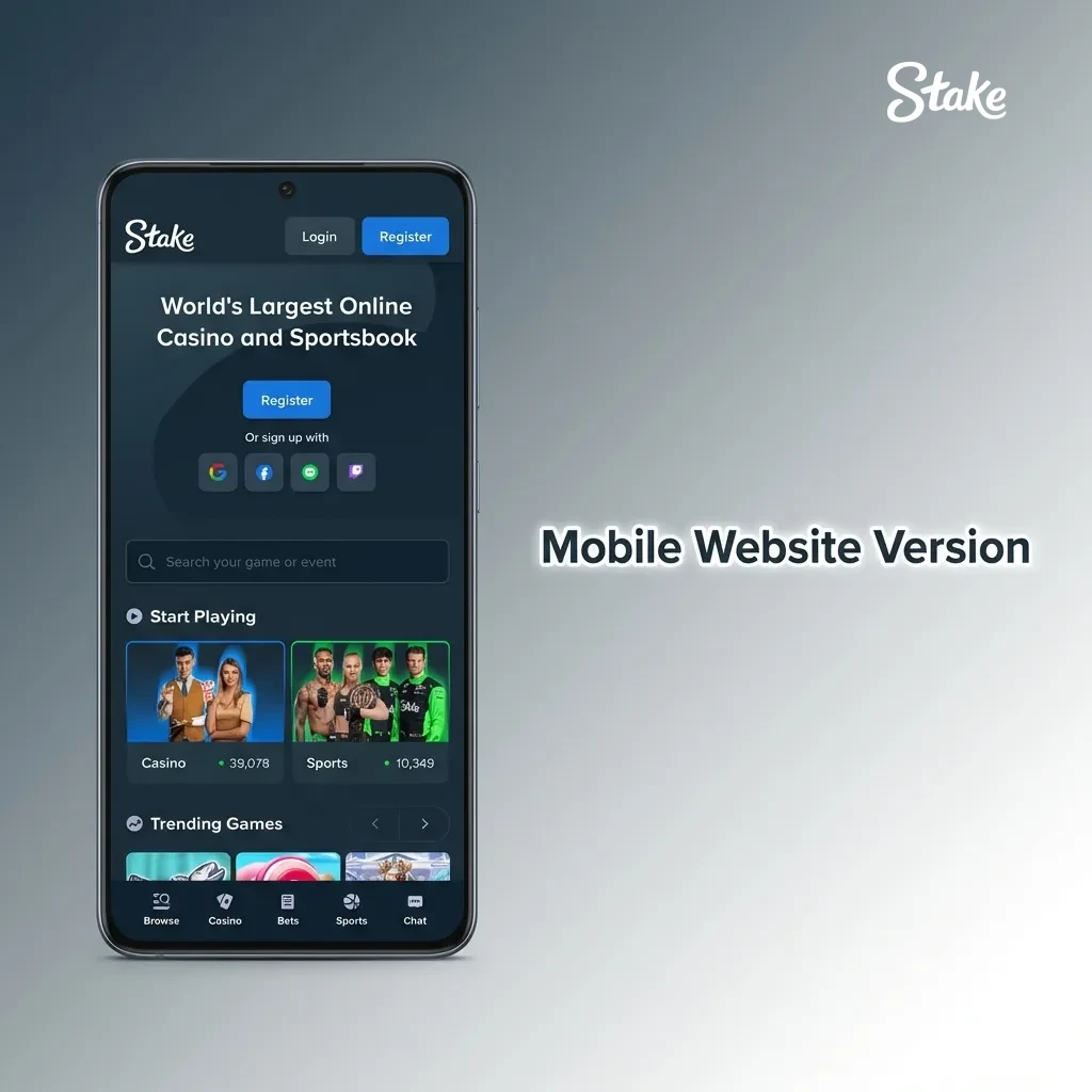 Use the fast mobile website at Stake.