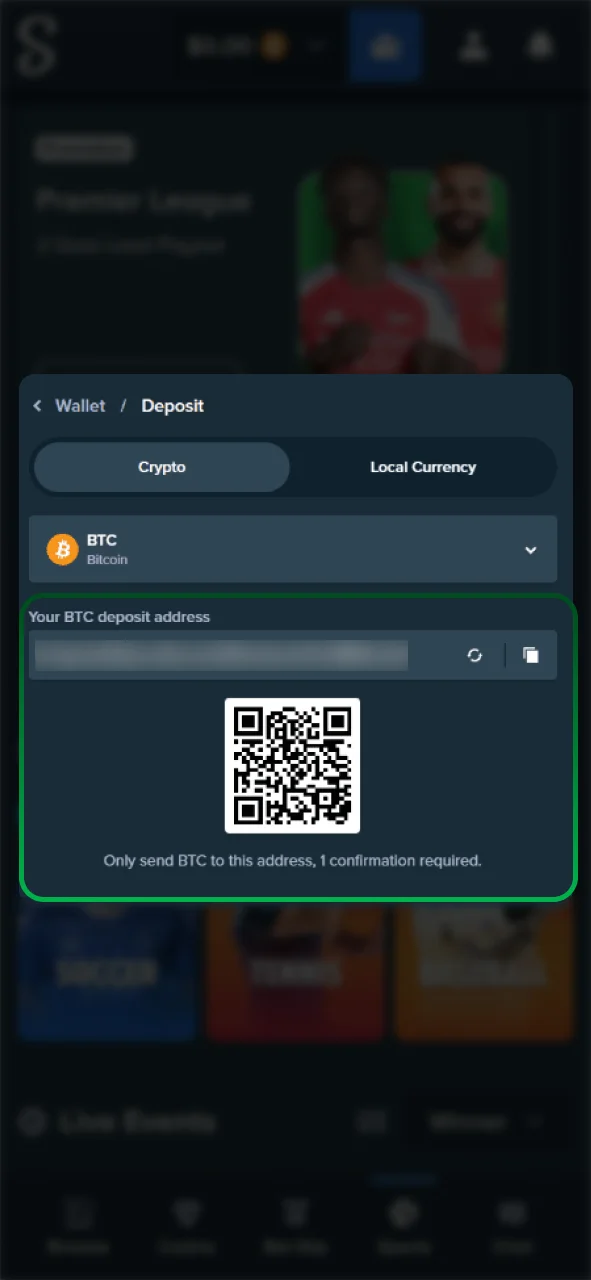 Navigate to the Stake cashier to fund your account.