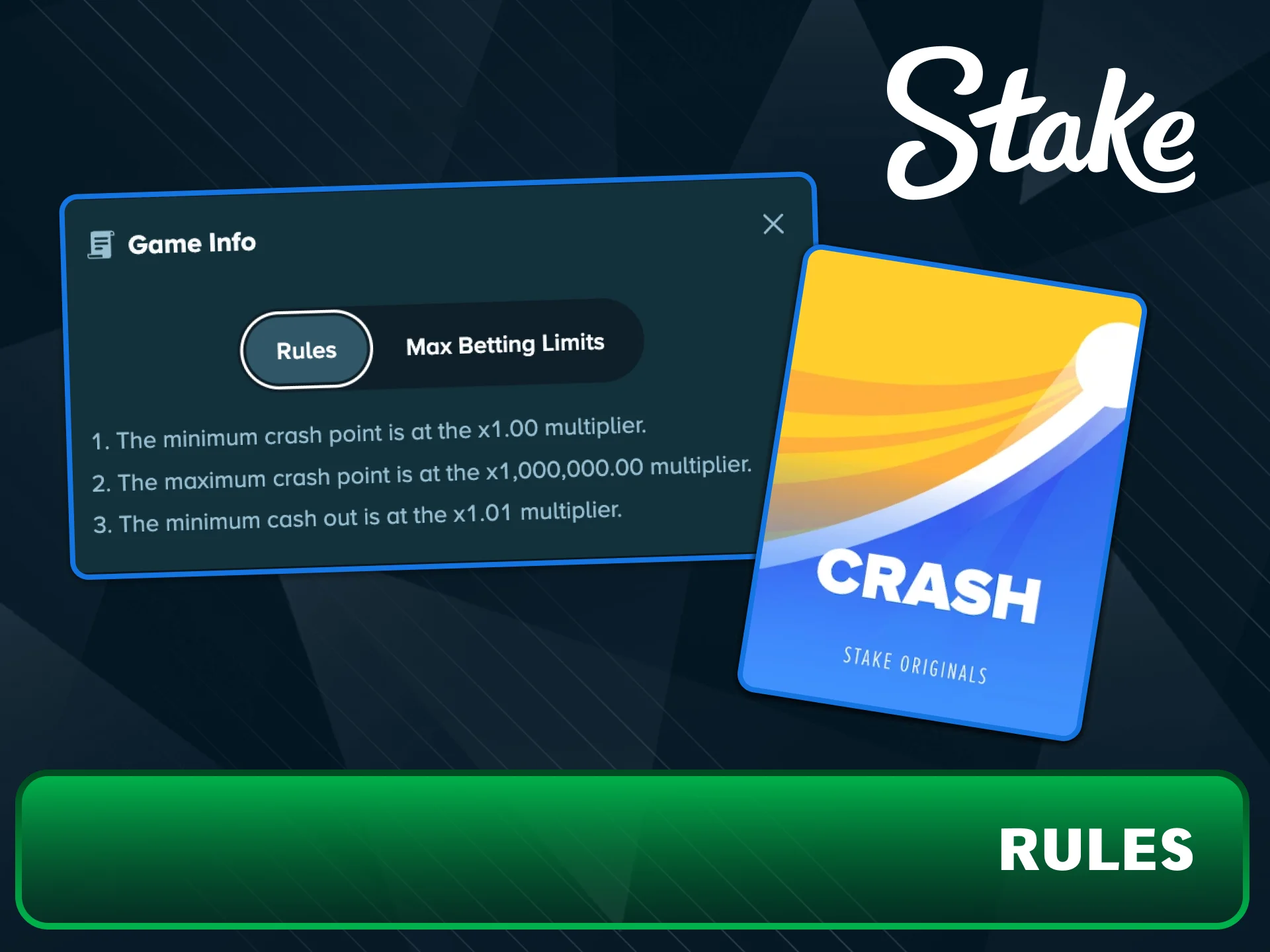 Place your bet on Stake Crash before the round starts.
