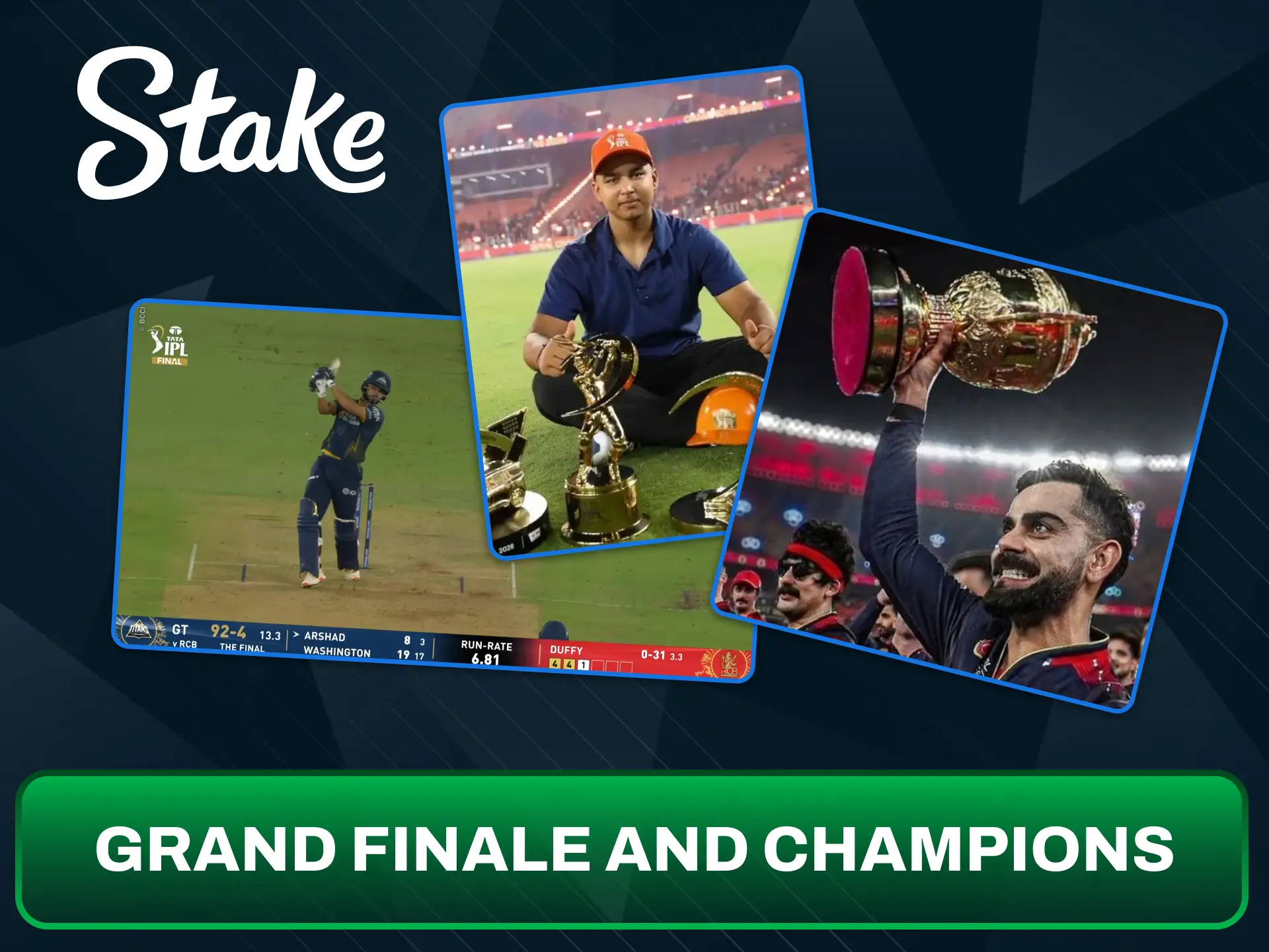 Place your outright bets on the champions at Stake.